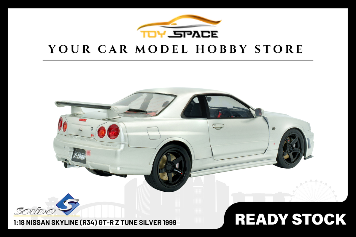 [SOLIDO] 1:18 Nissan Skyline (R34) GT-R Z Tune Silver 1999 - Toy Space Diecast Online Store Singapore