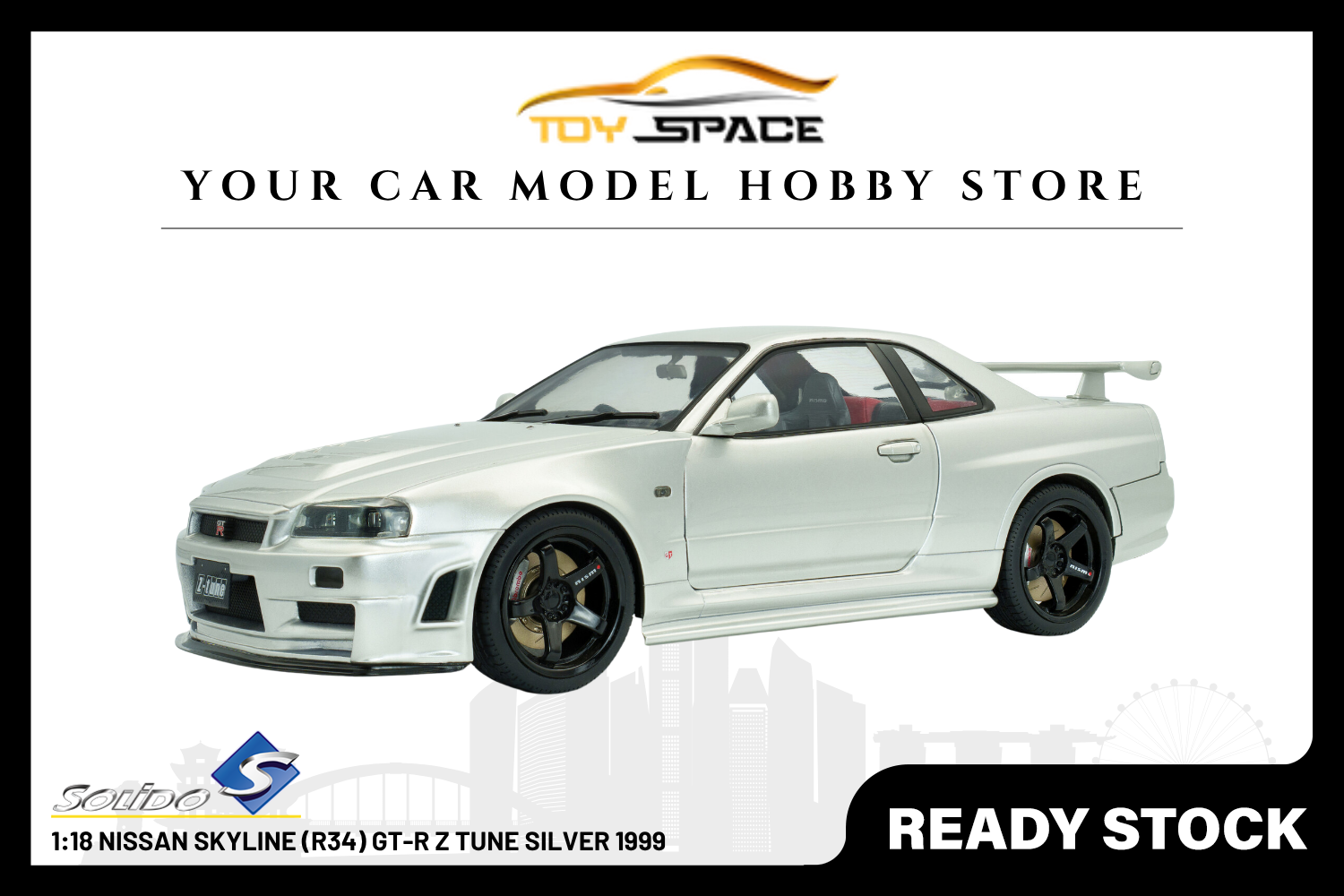 SOLIDO] 1:18 Nissan Skyline (R34) GT-R Z Tune Silver 1999