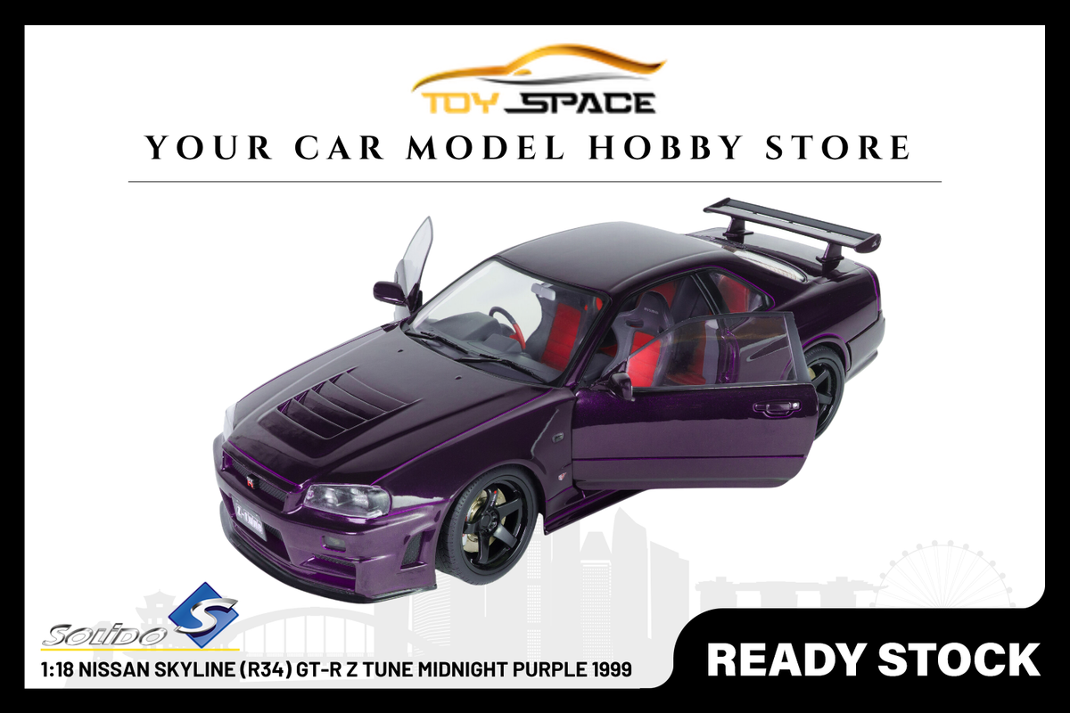 [SOLIDO] 1:18 Nissan Skyline (R34) GT-R Z Tune Midnight Purple 1999 - Toy Space Diecast Online Store Singapore