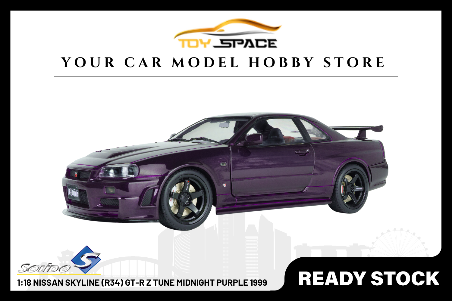 [SOLIDO] 1:18 Nissan Skyline (R34) GT-R Z Tune Midnight Purple 1999