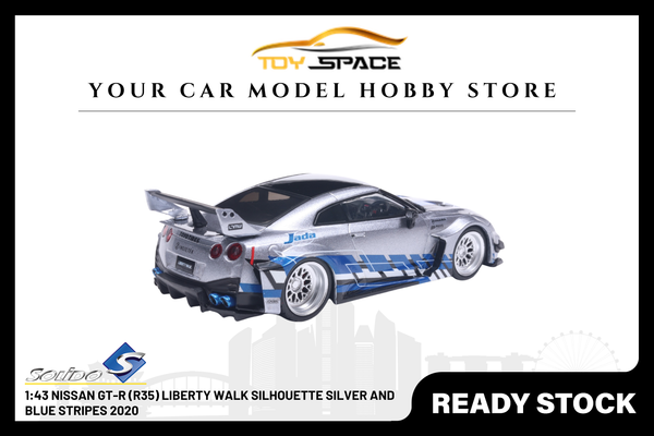 [SOLIDO] 1:43 Nissan GT-R (R35) Liberty Walk Silhouette Silver And Blue Stripes 2020