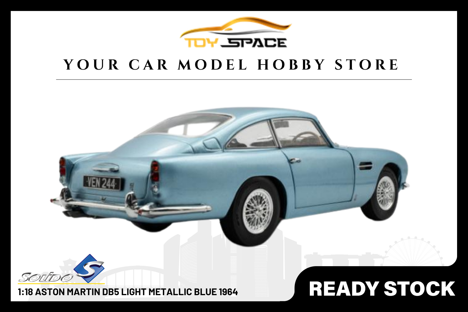 [SOLIDO] 1:18 Aston Martin DB5 Light Metallic Blue 1964