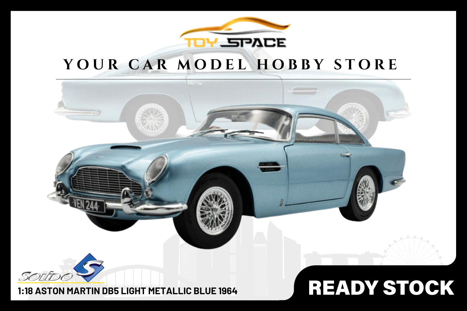 [SOLIDO] 1:18 Aston Martin DB5 Light Metallic Blue 1964