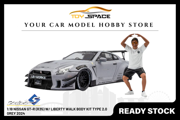 [SOLIDO] 1:18 Nissan GT-R (R35) W/ Liberty Walk Body Kit Type 2.0 Grey 2024