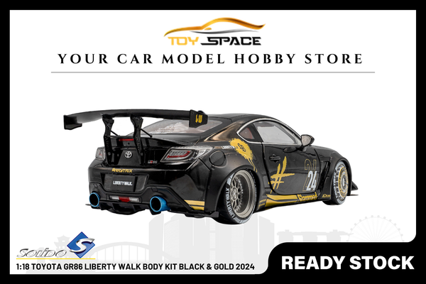 [SOLIDO] 1:18 Toyota GR86 Liberty Walk Body Kit Black & Gold 2024