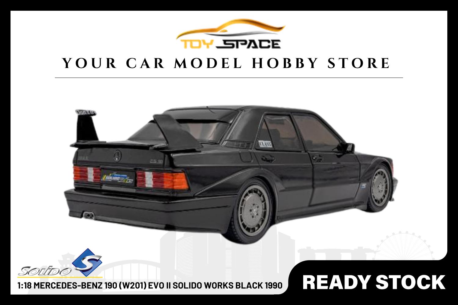 [SOLIDO] 1:18 Mercedes-Benz 190 (W201) Evo II Solido Works Black 1990