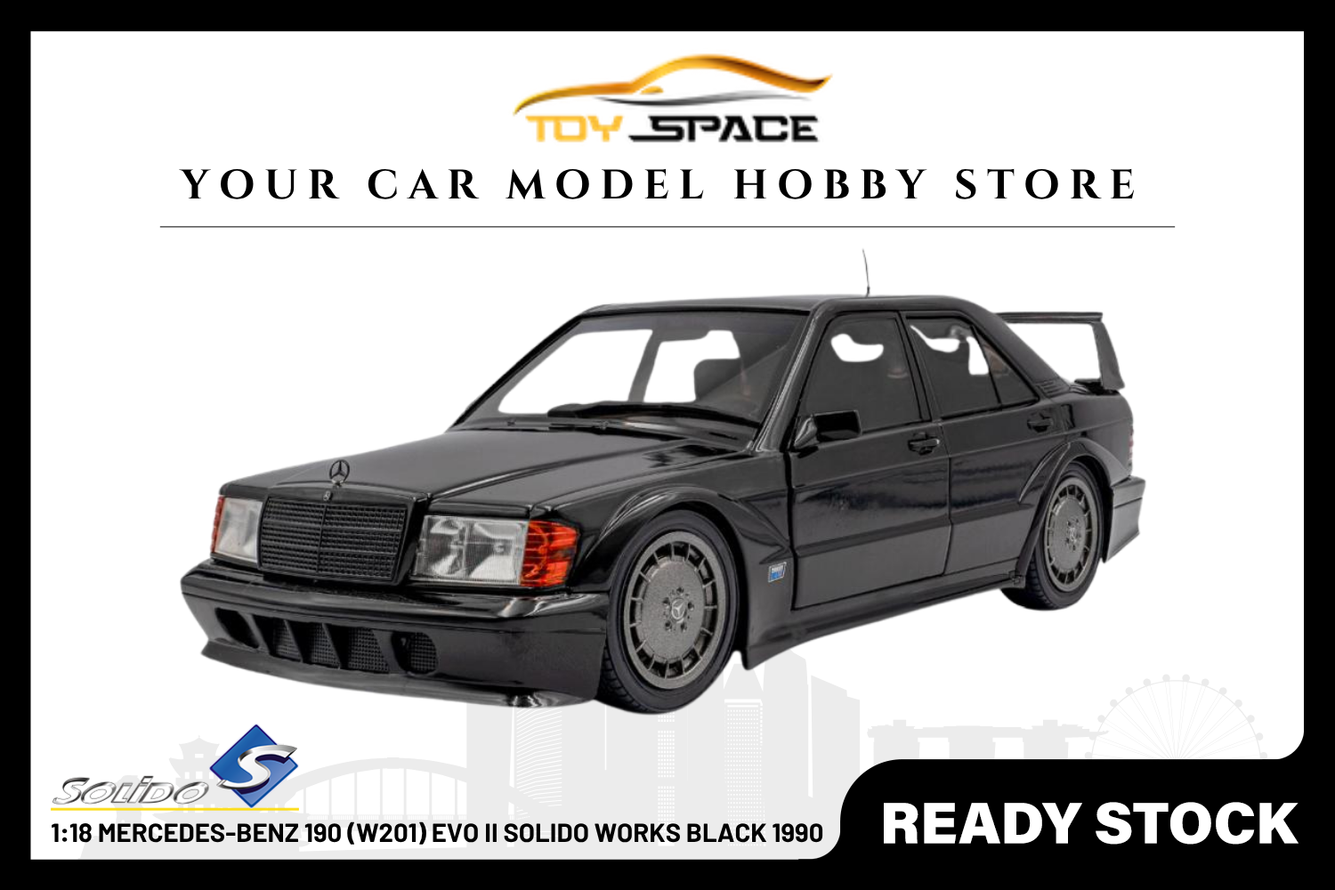 [SOLIDO] 1:18 Mercedes-Benz 190 (W201) Evo II Solido Works Black 1990