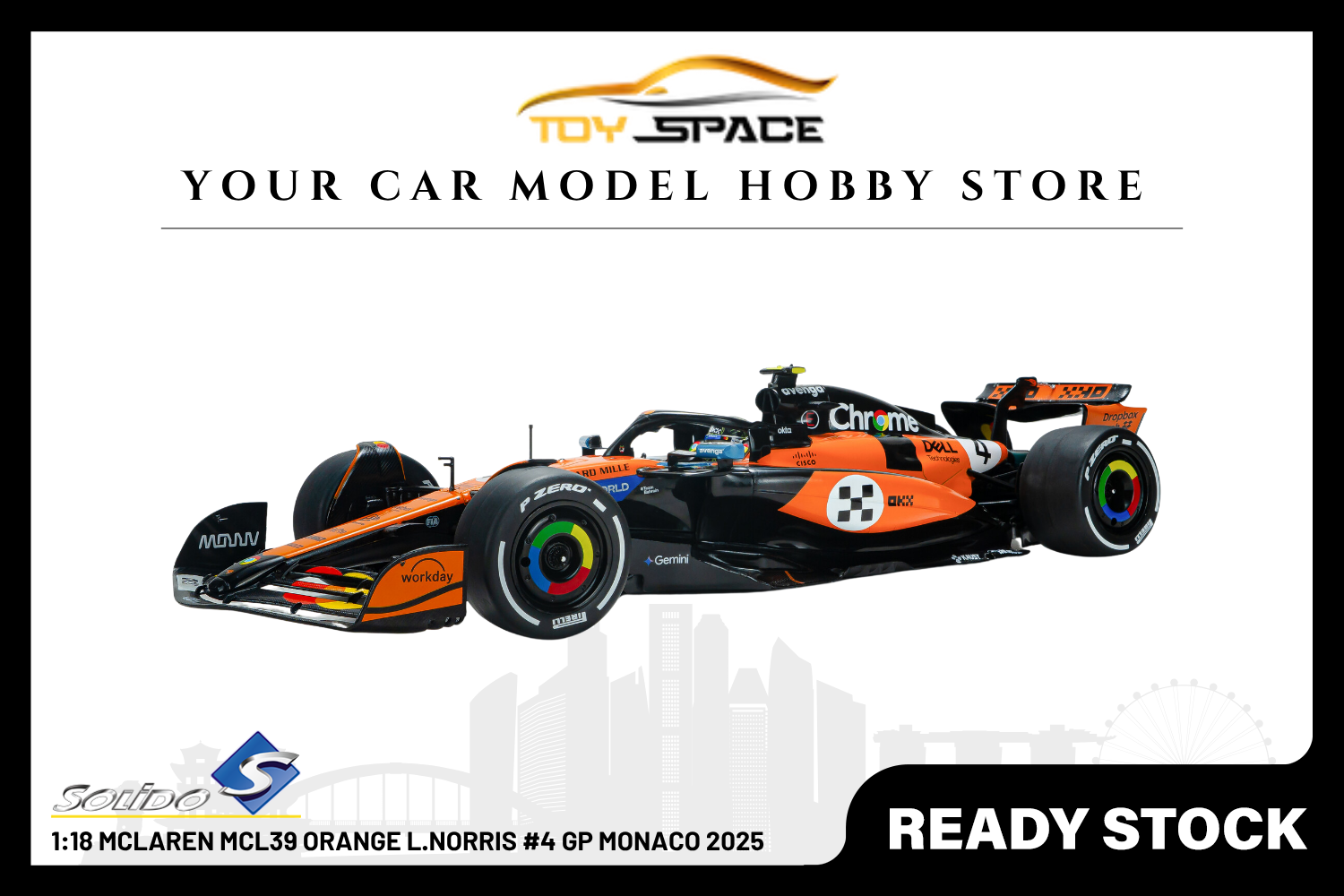 [SOLIDO] 1:18 Mclaren MCL39 Orange L.Norris #4 GP Monaco 2025