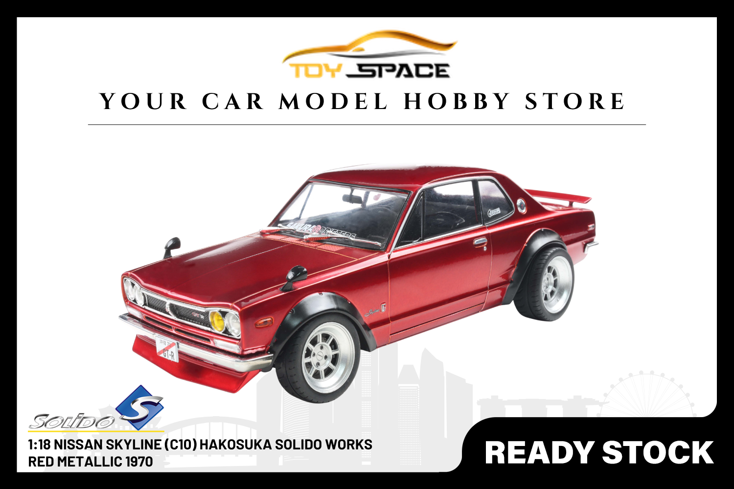 [SOLIDO] 1:18 Nissan Skyline (C10) Hakosuka Solido Works Red Metallic 1970