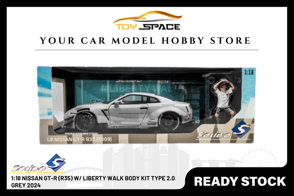 [SOLIDO] 1:18 Nissan GT-R (R35) W/ Liberty Walk Body Kit Type 2.0 Grey 2024