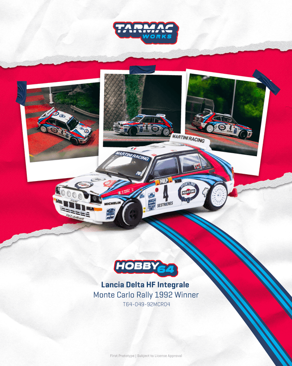[TARMAC WORKS] 1:64 Lancia Delta HF Integrale Monte Carlo Rally 1992 Winner Didier Auriol / Bernard Occelli