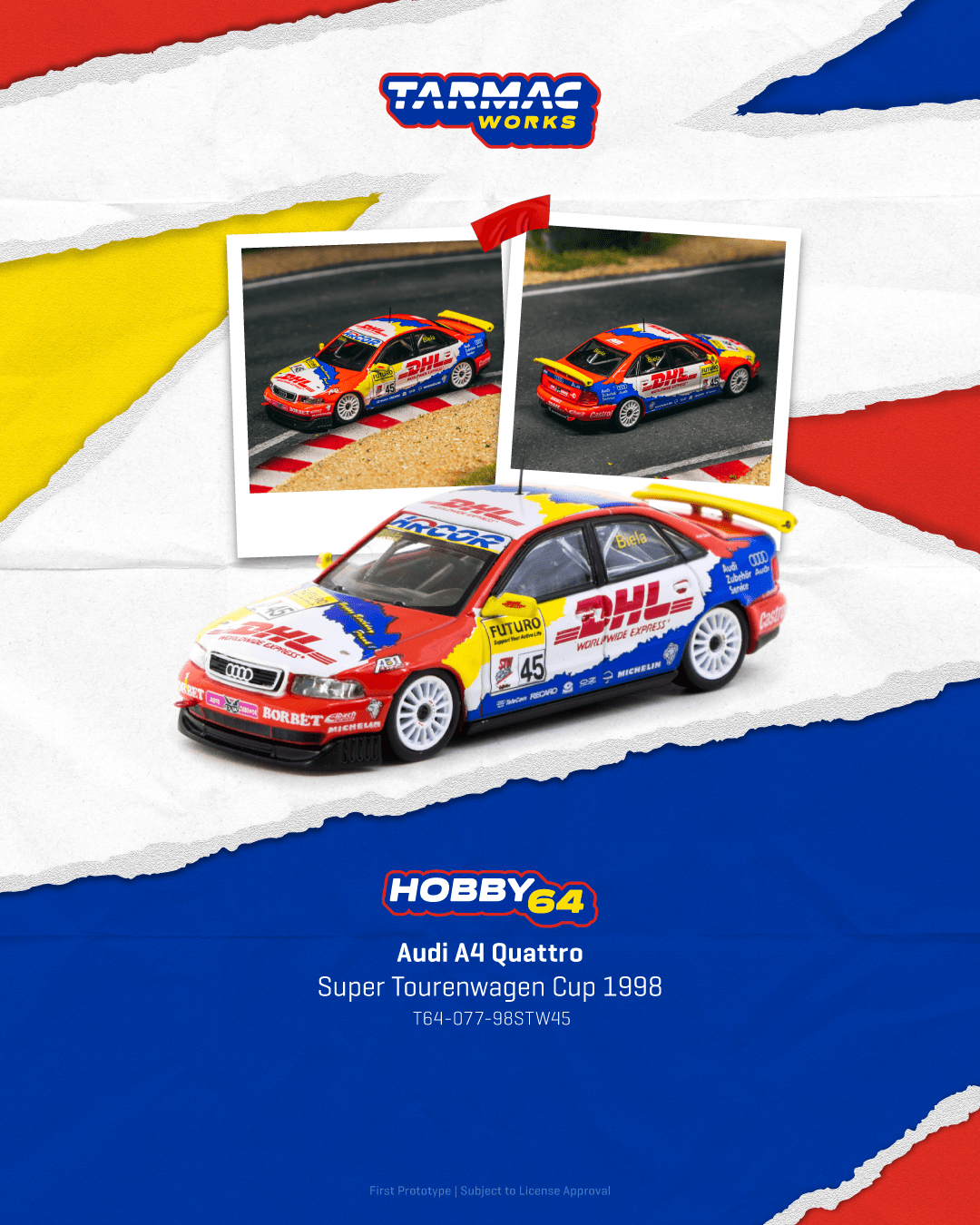 [TARMAC WORKS] 1:64 Audi A4 Quattro Super Tourenwagen Cup 1998 Frank Biela