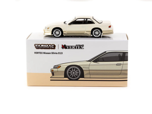 [TARMAC WORKS] 1/64 VERTEX Nissan Silvia S13 White / Gold - GLOBAL64