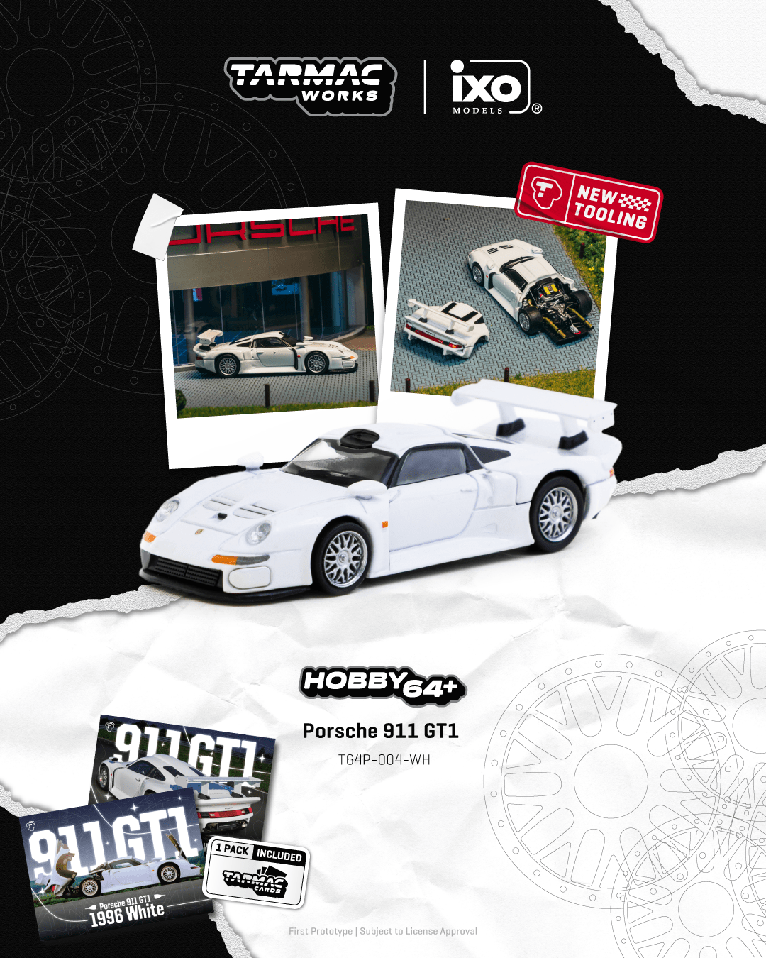 [TARMAC WORKS] 1:64 Porsche 911 GT1 White