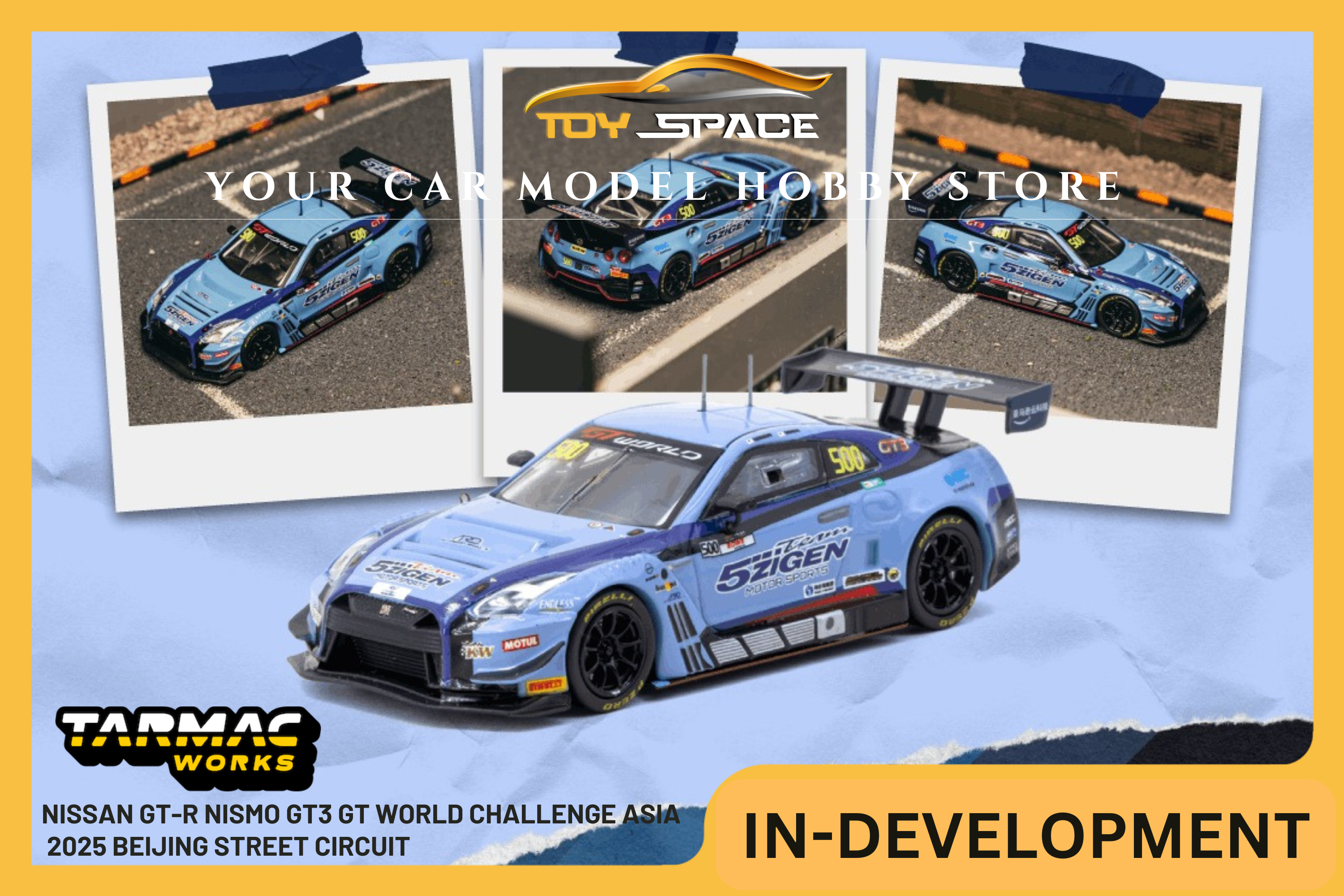 [TARMAC WORKS] 1:64 Nissan GT-R Nismo GT3 GT World Challenge Asia 2025 Beijing Street Circuit - Winner Team 5ZIGEN Hirobon / Yu Kanamaru - Toy Space Diecast Online Store Singapore