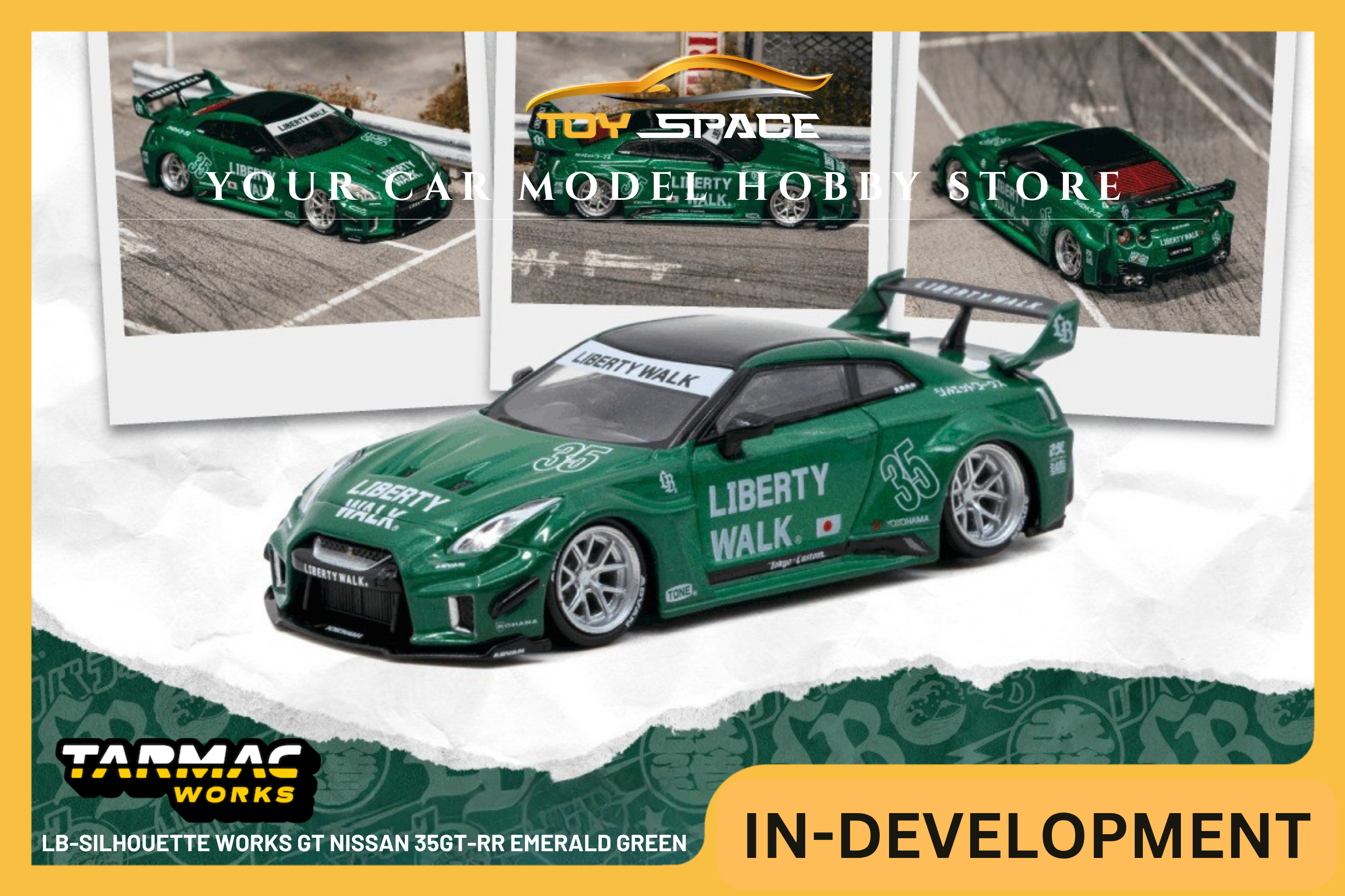 [TARMAC WORKS] 1:64 LB-Silhouette Works GT Nissan 35GT-RR Emerald Green - Toy Space Diecast Online Store Singapore