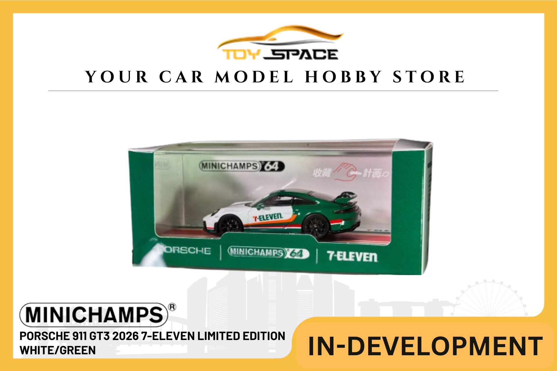 ショーヘイ MINICHAMPS] 1:64 Porsche 911 GT3 2026 7-Eleven Limited Edition White/