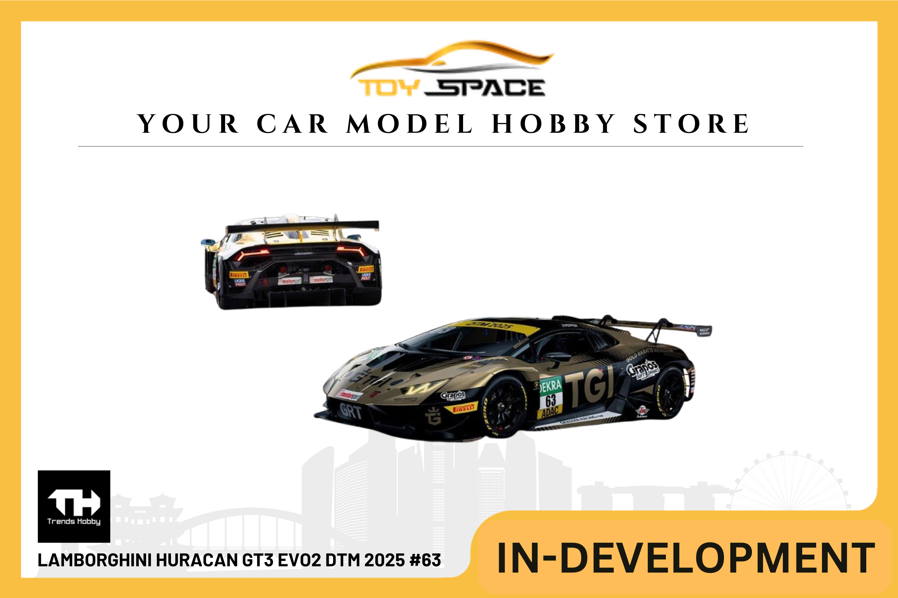 [TRENDS HOBBY] Lamborghini Huracan GT3 EVO2 DTM 2025 #63 - Toy Space Diecast Online Store Singapore