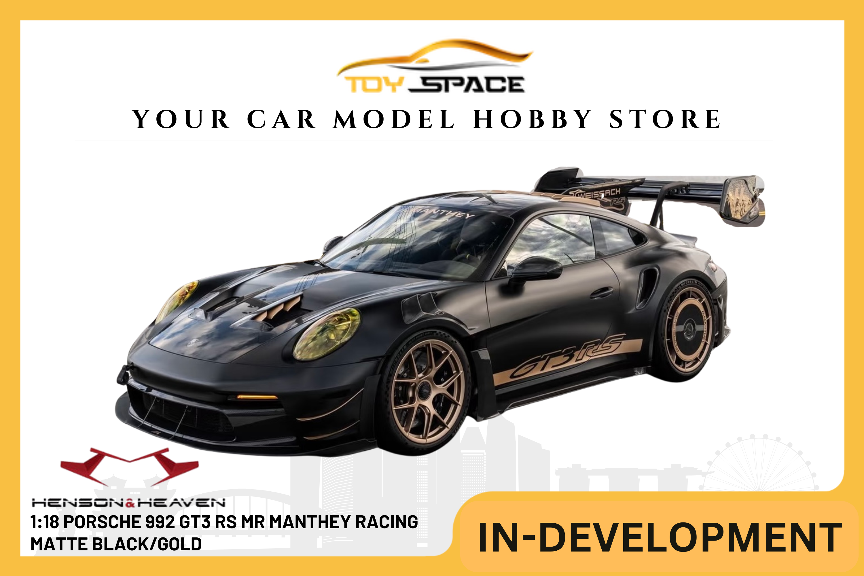 [HH MODEL] 1:18 Porsche 992 GT3 RS MR Manthey Racing Matte Black/Gold
