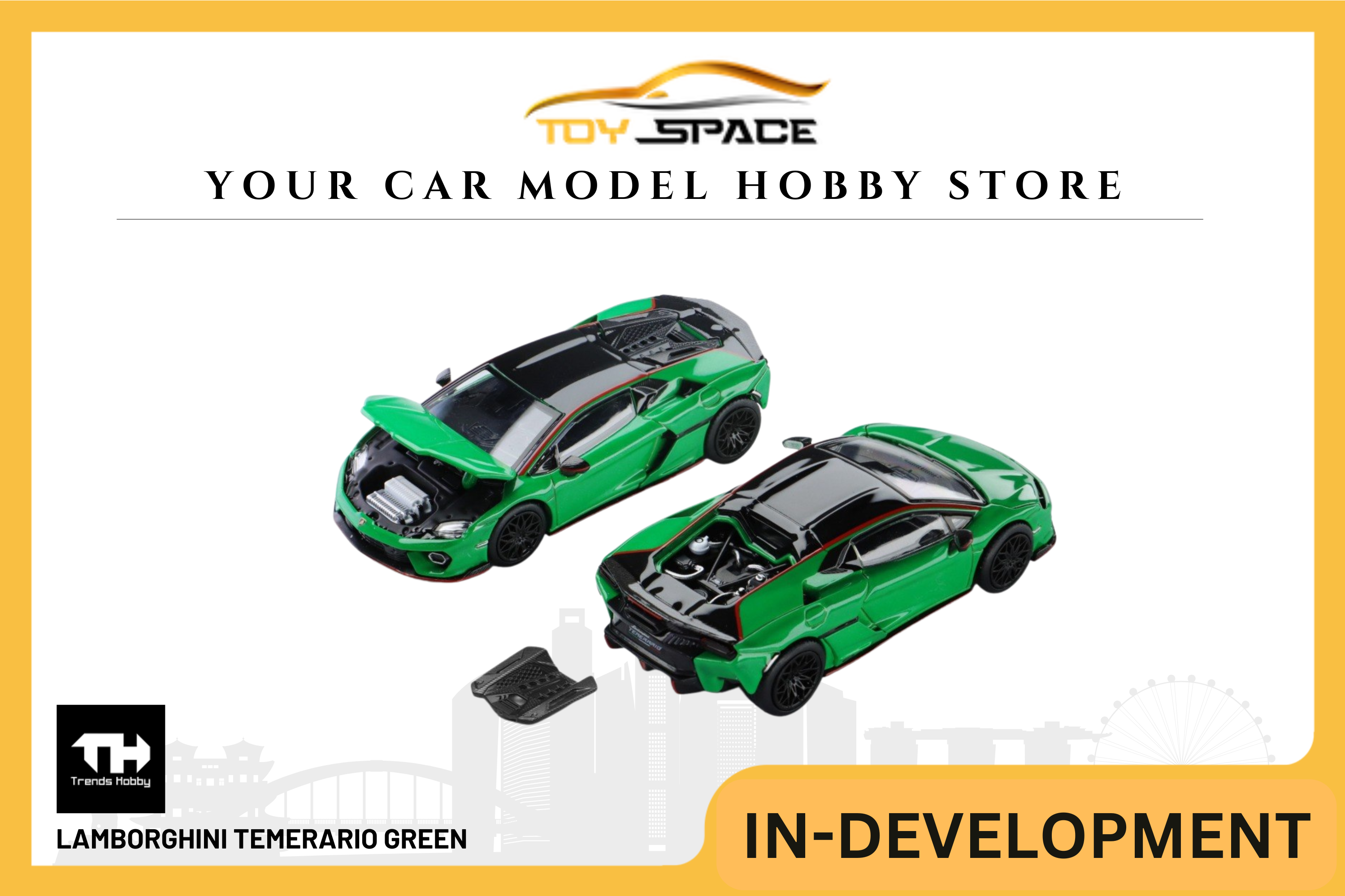 [TRENDS HOBBY] Lamborghini Temerario Green - Toy Space Diecast Online Store Singapore