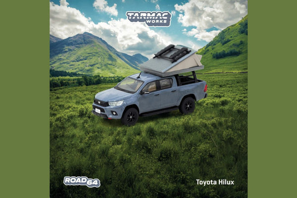 Tarmac Works 1/64 Toyota Hilux Grey with Camping Tent - ROAD64