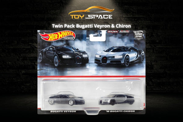 Hot Wheels Twin Pack Bugatti Veyron & '16 Bugatti Chiron