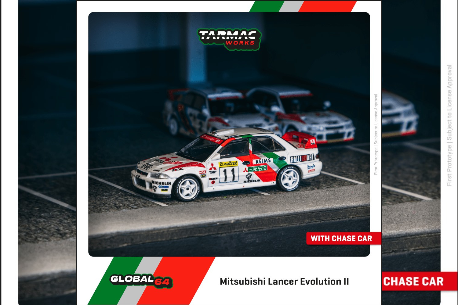 [TARMAC WORKS] 1/64 Mitsubishi Lancer Evolution II Rallye Monte-Carlo 1995 T. Mäkinen / S. Harjanne  - GLOBAL64