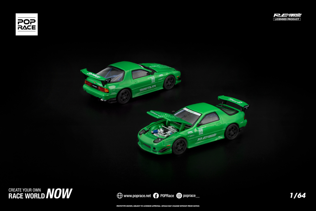 [POP RACE] 1:64 Mazda RX7 (FC3S) RE-Amemiya Green