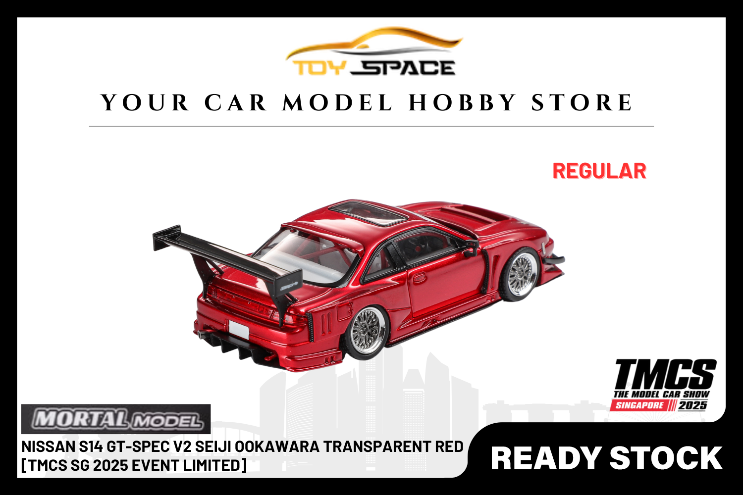 [MORTAL] 1:64 Nissan S14 GT-SPEC V2 Seiji Ookawara Transparent Red [TMCS SG 2025 Event Limited]