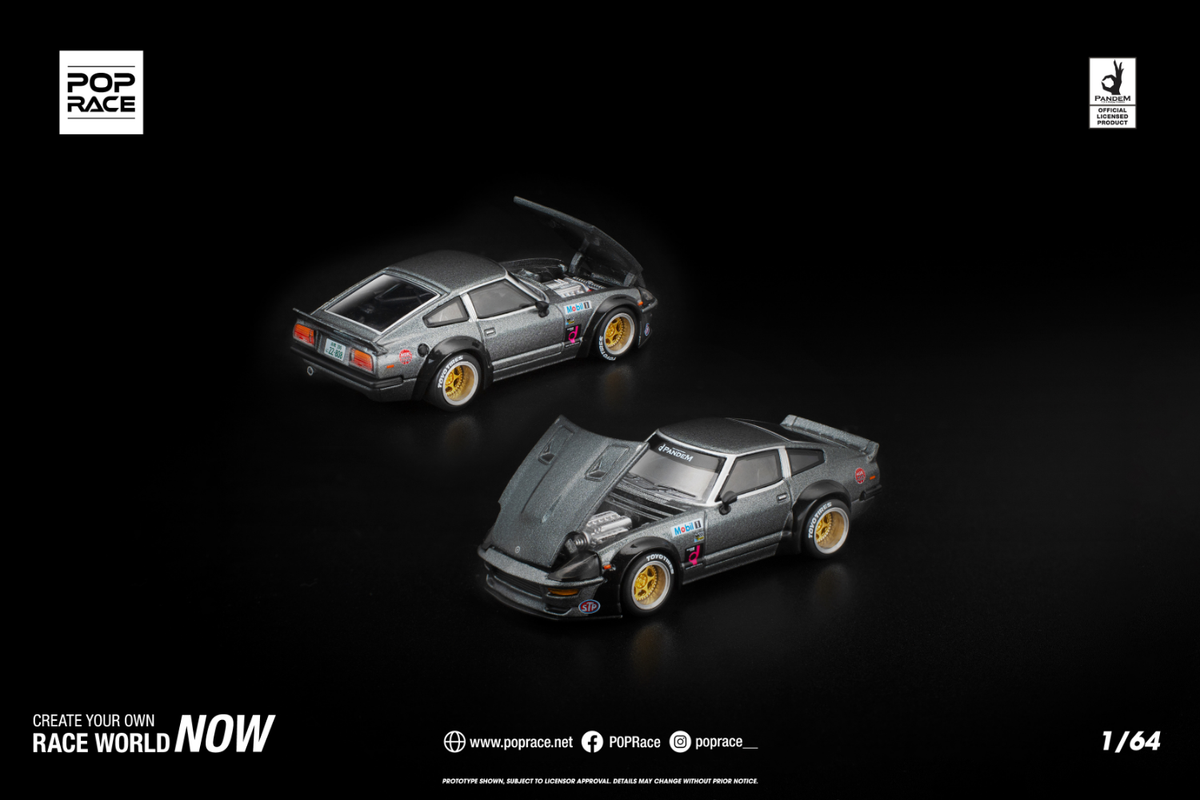 [POP RACE] 1:64 Pandem 280ZX Gun Metal - Toy Space Diecast Online Store Singapore