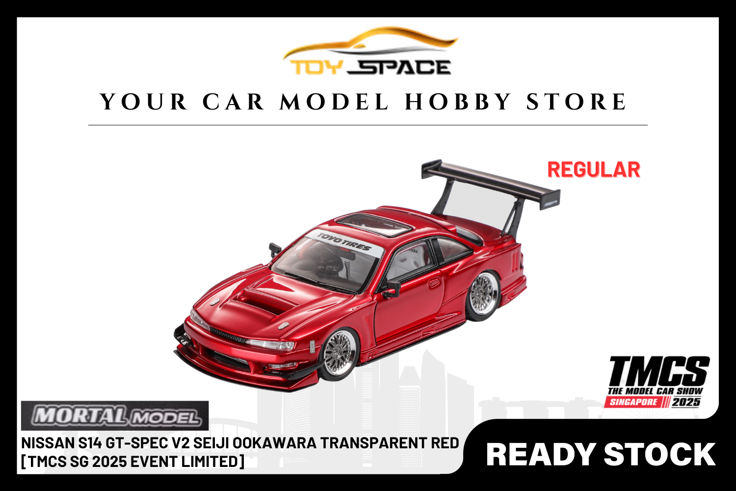 [MORTAL] 1:64 Nissan S14 GT-SPEC V2 Seiji Ookawara Transparent Red [TMCS SG 2025 Event Limited]
