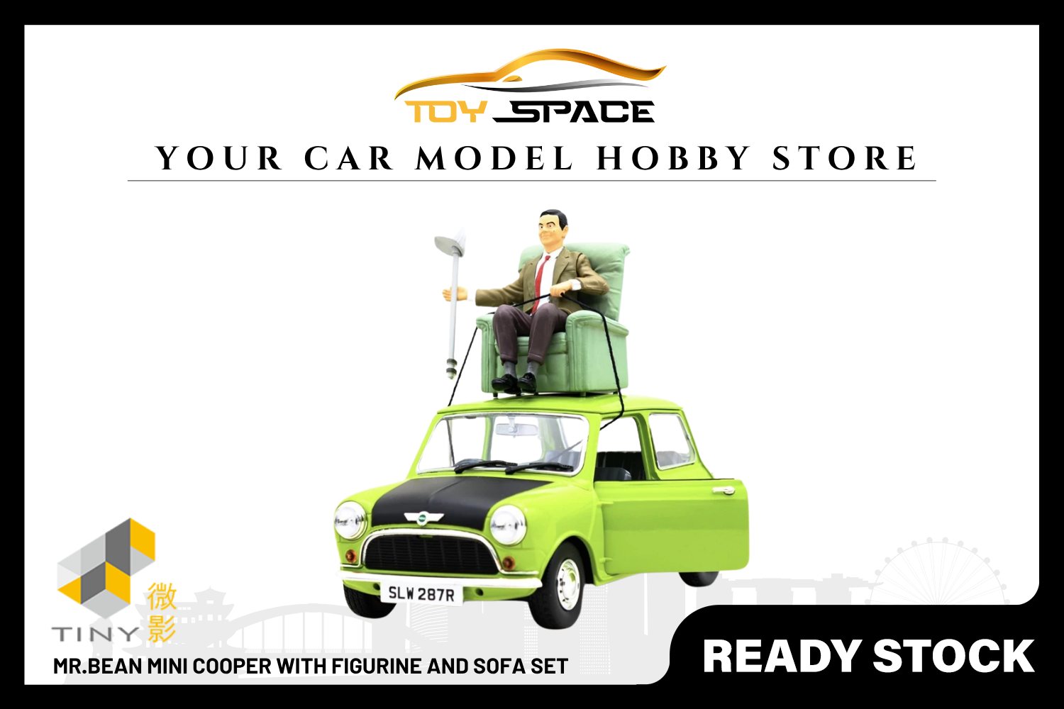 [TINY] 1:18 Mr.Bean Mini Cooper With Figurine and Sofa Set