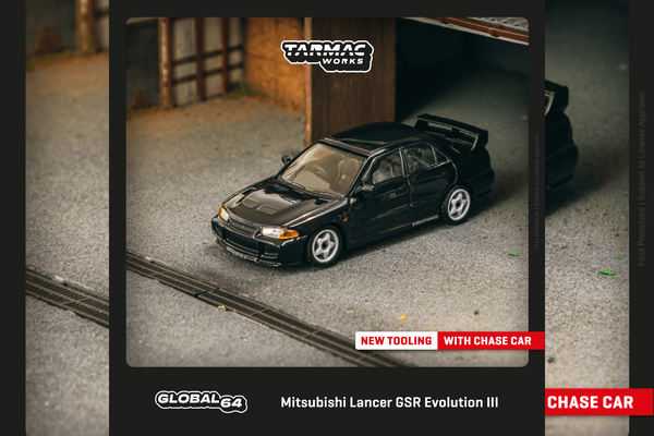 Tarmac Works 1/64 Mitsubishi Lancer GSR Evolution III Black - GLOBAL64