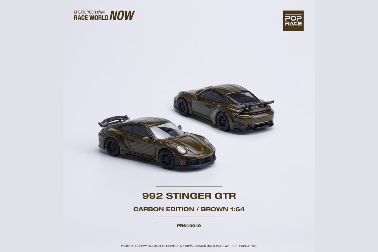 PopRace 1/64 992 Stinger GTR Carbon Edition Brown
