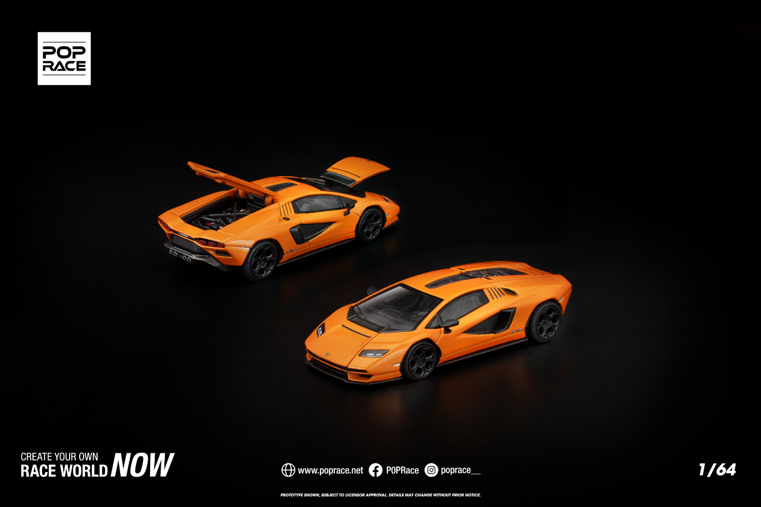[POP RACE] 1:64 Lamborghini Countach LP1 800-4 Arancia Atlas