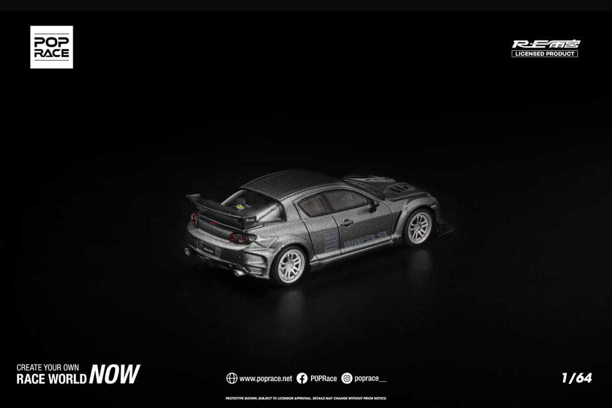 [POP RACE] 1:64 Mazda RX-8 RE-Amemiya Gun Metal - Toy Space Diecast Online Store Singapore
