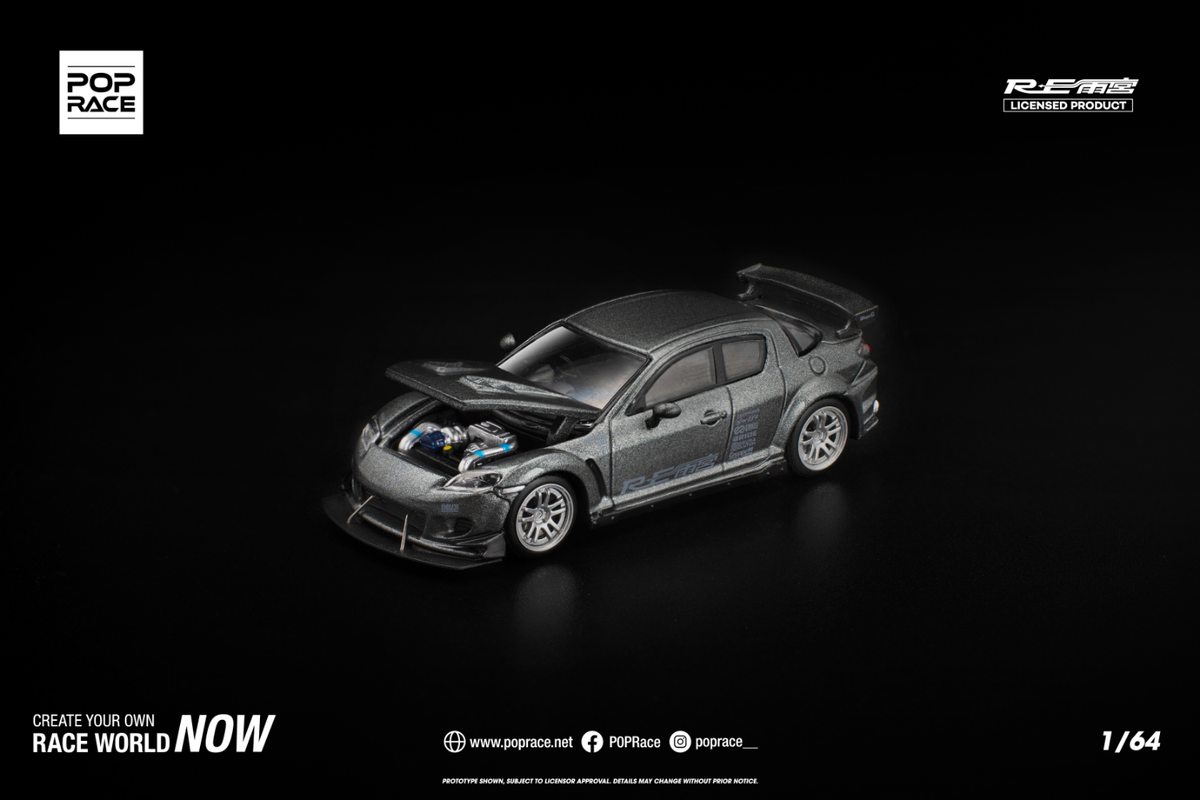 [POP RACE] 1:64 Mazda RX-8 RE-Amemiya Gun Metal - Toy Space Diecast Online Store Singapore