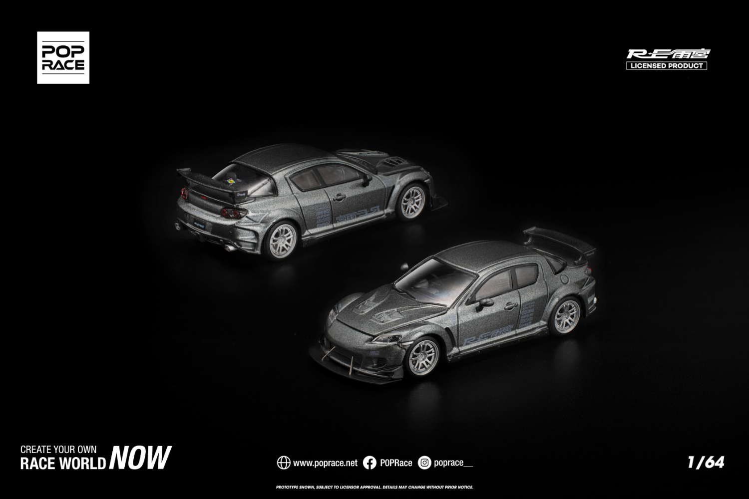 [POP RACE] 1:64 Mazda RX-8 RE-Amemiya Gun Metal