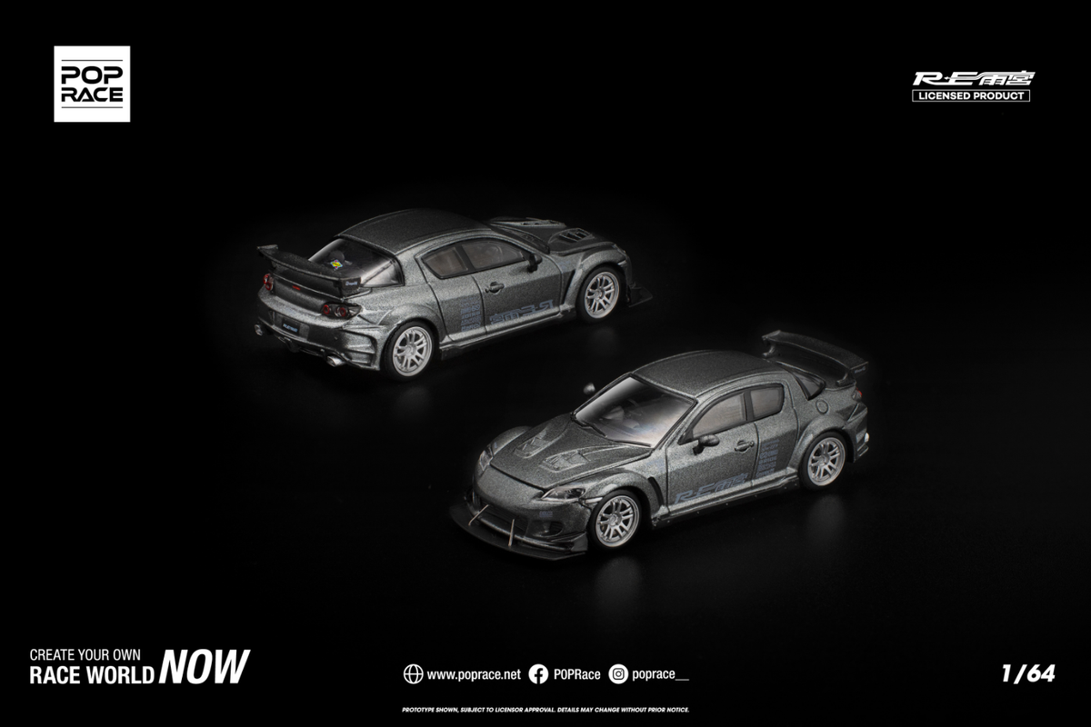 [POP RACE] 1:64 Mazda RX-8 RE-Amemiya Gun Metal - Toy Space Diecast Online Store Singapore