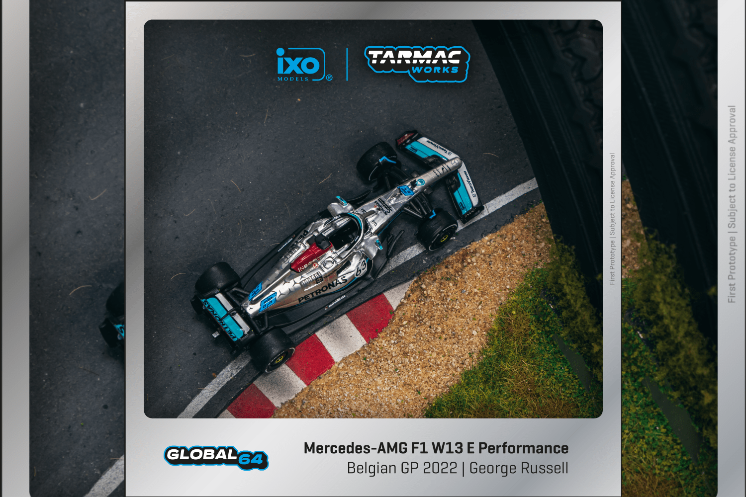 Tarmac Works 1/64 Mercedes-AMG F1 W13 E Performance Belgian Grand Prix 2022 George Russell - GLOBAL64