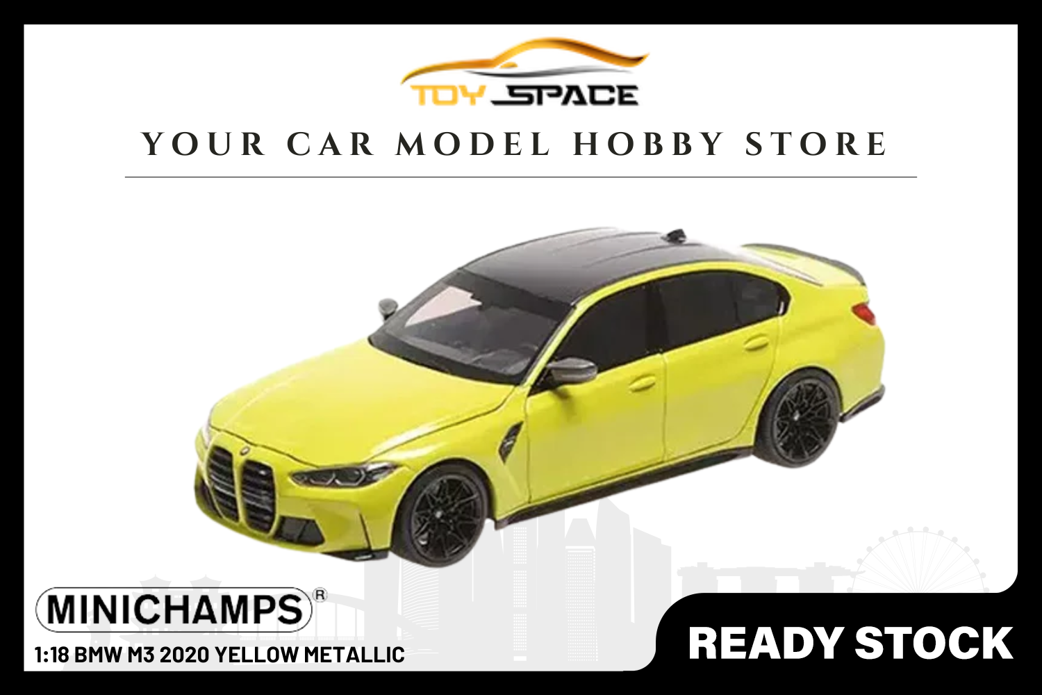[MINICHAMPS] 1:18 BMW M3 2020 Yellow Metallic - Toy Space Diecast Online Store Singapore
