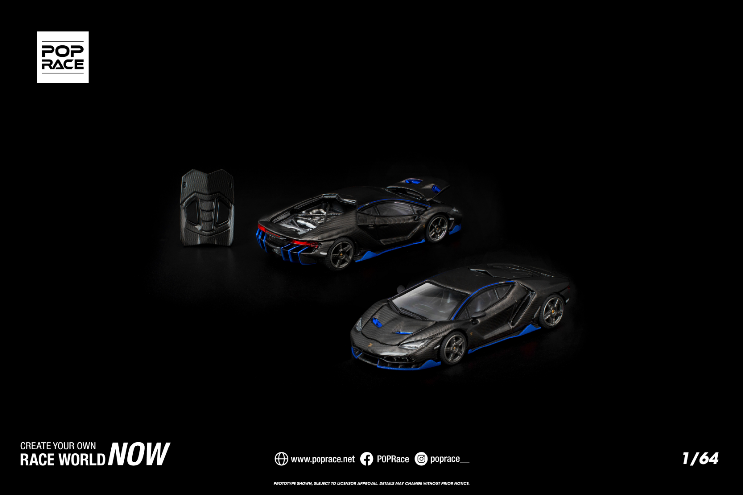 [POP RACE] 1:64 Lamborghini Centenario Carbon Blue