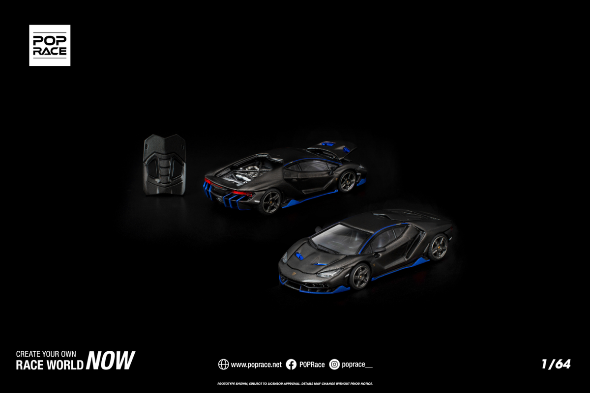 [POP RACE] 1:64 Lamborghini Centenario Carbon Blue - Toy Space Diecast Online Store Singapore