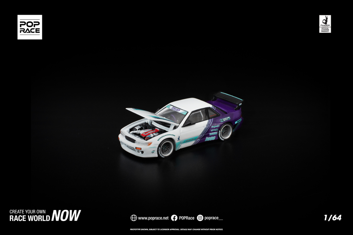 [POP RACE] 1:64 Pandem S13 White Purple - Toy Space Diecast Online Store Singapore