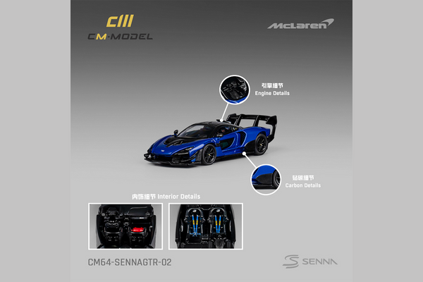 [CM MODEL] 1/64 Mclaren Senna GTR Metallic Blue