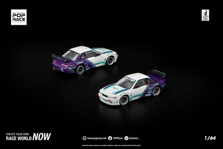 [POP RACE] 1:64 Pandem S13 White Purple - Toy Space Diecast Online Store Singapore