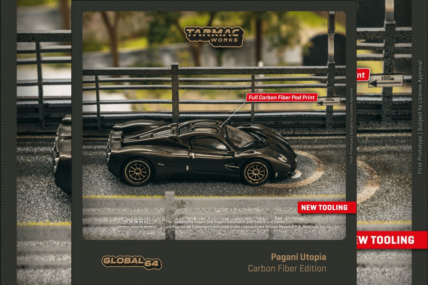 Tarmac Works 1/64 Pagani Utopia Black Carbon Fiber - GLOBAL64
