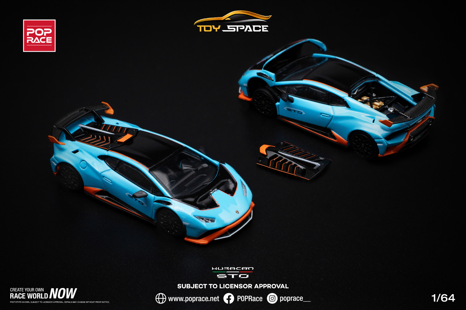 [POP RACE] 1/64 Lamborghini Huracán STO Blu Laufey/Arancio Xanto