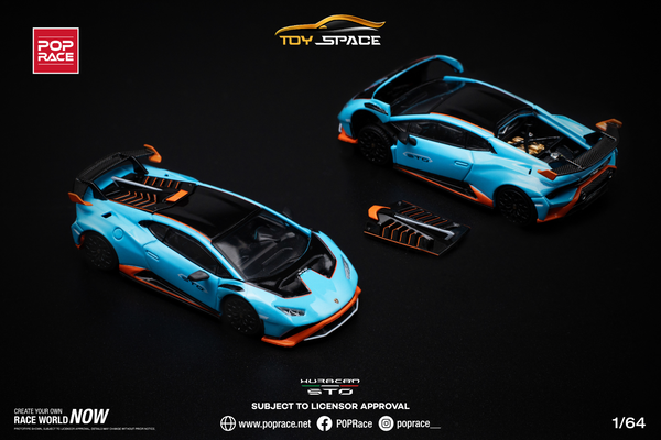 [POP RACE] 1/64 Lamborghini Huracán STO Blu Laufey/Arancio Xanto