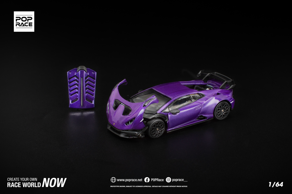 [POP RACE] 1:64 Lamborghini Huracan STO Viola Pasifae - Toy Space Diecast Online Store Singapore